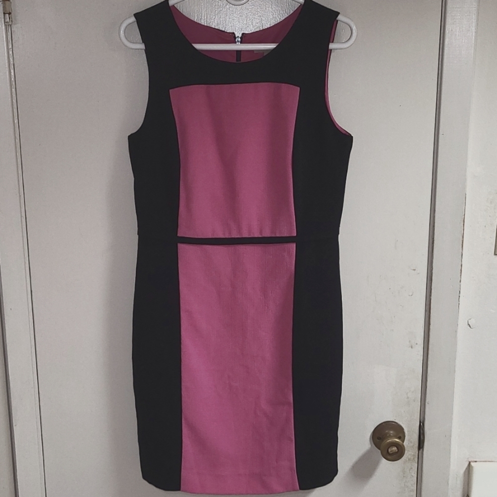 Banana Republic pink and black color block sleeveless dress.